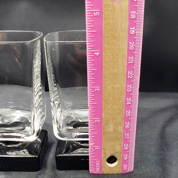 VTG DiSaronno black bottom square glass cordial set (2) barware - Picture 4 of 5